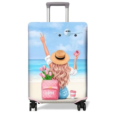PtRug Travel Luggage Cover Suitcase Protector Fits 1832 Inch Wheel Covers PatternedTravel Related Items Flower Luggage Protector Elastic L