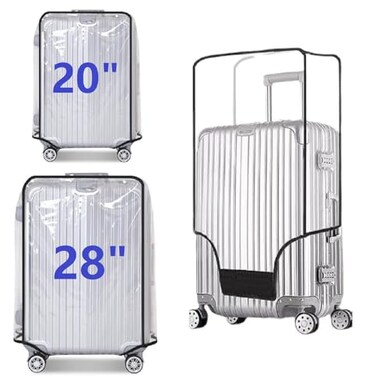 FABULWAY 2PCS Clear PVC Suitcase Covers Protectors Transparent Luggage Cover Waterproof Wheeled Suitcase Dust Cover Dustproof Travel Luggage Sleeve Protector 2028
