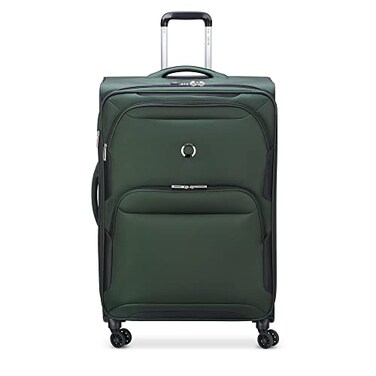 DELSEY PARIS Sky Max 20 Softside Expandable Luggage with Spinner Wheels Green CheckedLarge 28 Inch