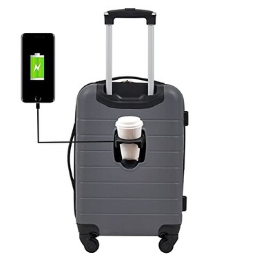 Wrangler Smart Spinner Hardside Luggage 22Inch CarryOn Quiet Shade