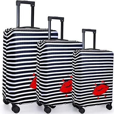 Silkfly 3 Pcs Travel Luggage Cover Suitcase Protector Anti Scratch Dirt Washable Suitcase Cover Red Lips Elastic Luggage Sleeve with Zipper Fits 1828 Inches