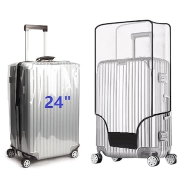FABULWAY Clear PVC Suitcase Cover Protectors Transparent Luggage Cover Waterproof Wheeled Suitcase Dust Covers Dustproof Travel Luggage Sleeve Protector 24