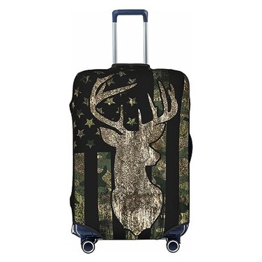 YETTA YANG Camouflage Hunting Tactical Deer Camo American Flag Luggage Cover Elastic Washable Stretch Suitcase Protector AntiScratch Travel Suitcase Cover