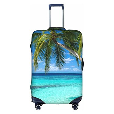FINOWIN Tropical Beach Palm Tree Luggage Cover Washable Elastic Baggage Protector Antiscratch Doublesided Zipper Closure for 2932 Inch Wheeled Suitcase