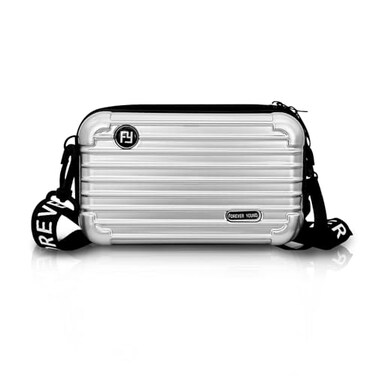 WisePoint Mini Crossbody Bag Plastic Mini Cosmetic Bag Purses with 2 Straps silver