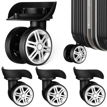 Kisangel Suitcase Luggage Wheels Replacement 433 Inch Universal Trolley Casters with Silent DualRow Bearings Easy Installation for Luggage Repair and Travel
