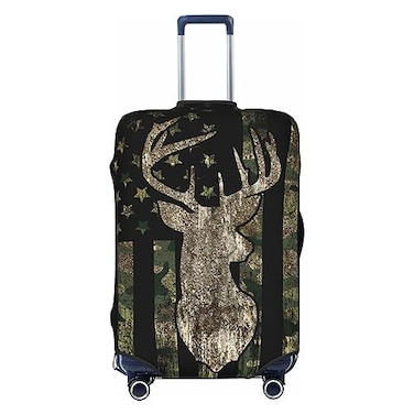 YETTA YANG Camouflage Hunting Tactical Deer Camo American Flag Luggage Cover Elastic Washable Stretch Suitcase Protector AntiScratch Travel Suitcase Cover