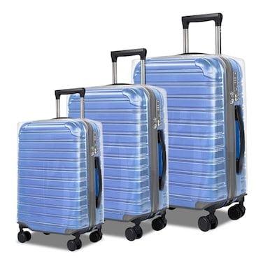JZRSuitcase 3 piece Clear Luggage Cover for Suitcase Tsa Approved Thicken PVC Plastic Suitcase Protector Cover for Baggage Travel Waterproof 20 24 28 inch