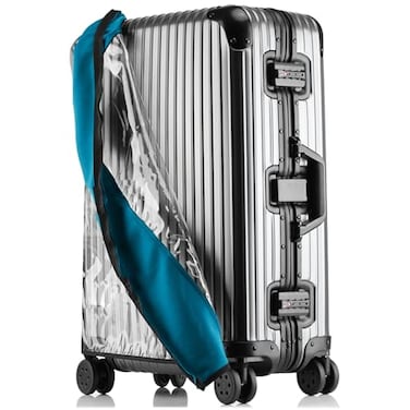 Linpr Transparent PVC Suitcase Cover No Disassembly Required Clear Luggage Cover Waterproof Travel Wrap Luggage Protectors 22 Blue