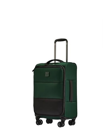 ANTLER Soft Stripe Carry On Luggage 22x14x9 Airline Approved Cabin Suitcase with Expander Adjustable Handle 4 Spinner Wheels Lightweight TSA Lock Recycled Polyester Luggage Antler Green