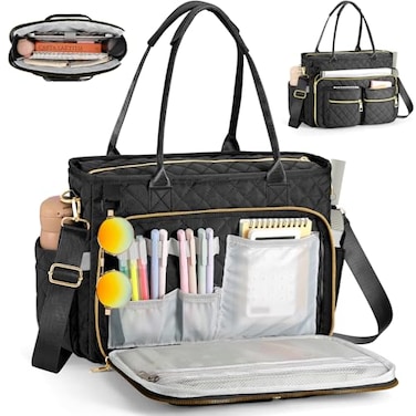 EIMMBD Teacher Tote Bag for Women Large Laptop Bags for Work Nursing Professional Computer Messenger Bag for Office Travel Business Black