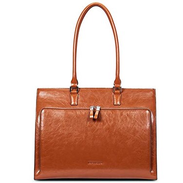 BOSTANTEN Leather Briefcase for Women Vintage 156 inch Laptop Bag for Women Business Shoulder Handbag Brown