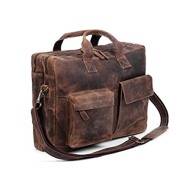 Komal's Passion Leather Leather briefcase 18 Inch Laptop Messenger Bags for Men and Women Best Office Briefcase Satchel Bag