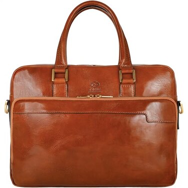 Time Resistance Leather Briefcase Italian Handmade Leather Laptop Bag Work Bag for Men and Women Computer Briefcase