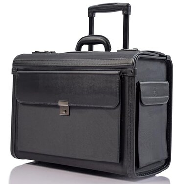 HAMMER ANVIL 19 Wheeled Briefcase Rolling Case Sales Sample Pilot Lawyer Attache Black Ballistic Nylon