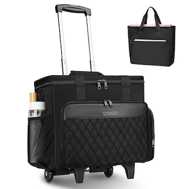 Ytonet Rolling Teacher Bag Multifunctional Teacher Tote Bag with Detachable Dolly File Tote Large Rolling Briefcase with 156 Padded Laptop Compartment for Teaching Office Work Craft Black