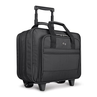 Solo New York Rolling Case with Wheels Roller Laptop Bag Wheeled Briefcase for Women Men Carry On Size for Travel Fits 156 Computer Carnegie Black