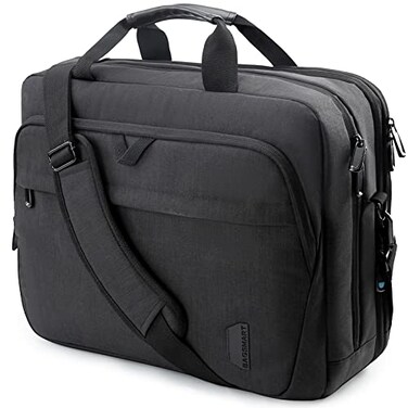 BAGSMART 18 Inch Laptop Bag Expandable Briefcase Computer Bag Men Women Laptop Shoulder Bag Work Bag Business Travel Office Black