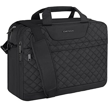 EMPSIGN 173 Inch Laptop Bag Large Capacity Expandable Travel Briefcase for Women Men Business Office WaterRepellent Laptop Case Computer Bag with RFID Pockets Black