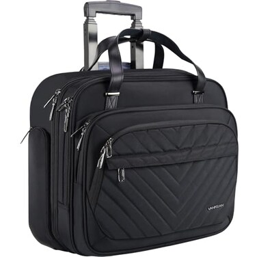 VANKEAN Rolling Laptop Bag for Women with Wheels 156 Inch Water Repellent Overnight Computer Bag with RFID Pockets for Travel Business Work Black