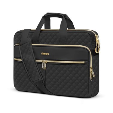 MOSISO 1516 inch Laptop Bag Laptop Briefcase Messenger Compatible with MacBook Pro 16Air 15 HP Dell Lenovo Square Quilted Computer Bag Work Office Business with 3 PocketsStrap Black