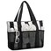 VASCHY Beach Bag for Women Foldable Waterproof Sandproof Beach Tote with ZipperMesh Pockets for VocationCruiseGymTravel Stripped Black White