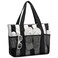 VASCHY Beach Bag for Women Foldable Waterproof Sandproof Beach Tote with ZipperMesh Pockets for VocationCruiseGymTravel Stripped Black White