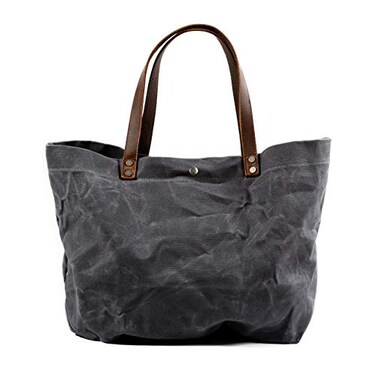 WUDON Waxed Canvas Travel Tote Bag Extra Large Carryall Shoulder Bag for Women