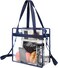 BAGAIL Clear Bags 12x6x12 Stadium Approved Clear Tote Bag with Zipper Closure Crossbody Shoulder Bag with Adjustable StrapNavy