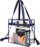 BAGAIL Clear Bags 12x6x12 Stadium Approved Clear Tote Bag with Zipper Closure Crossbody Shoulder Bag with Adjustable StrapNavy