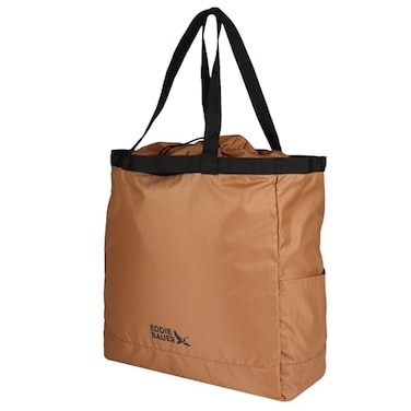 Eddie Bauer Stowaway Packable Tote Bag Reusable Travel Lightweight Compact Foldable Large Capacity Ripstop Nylon 25L Tobacco