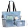 G4Free Beach Bag Waterproof Sandproof Beach Tote Bag50L Large Capacity Foldable for WomenNavy Stripe