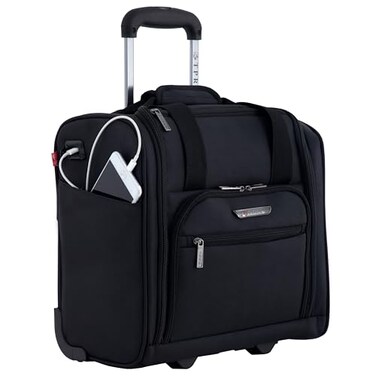TPRC 15 Underseat CarryOn Luggage Airline Approved Personal Item with USB Charging Port Black