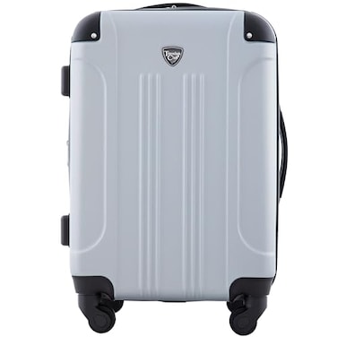 Travelers Club Chicago Hardside Expandable Spinner Luggage Silver 22 CarryOn
