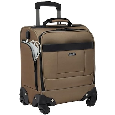 Wrangler 17 Underseat Spinner CarryOn Luggage Mocha