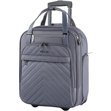 VANKEAN Carry On Underseat 16inch Multifunctional Underseater Lightweight Overnight Suitcase with Wheels Roller Case for Men Women Travel Business Dark Grey