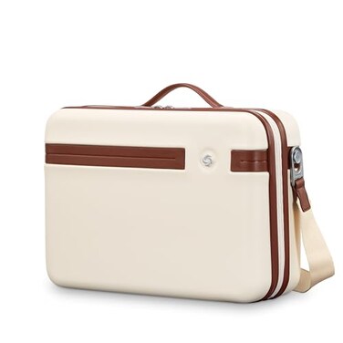 Samsonite Virtuosa Hardside Train Case Crossbody Travel Makeup Case with Removable Strap Off White