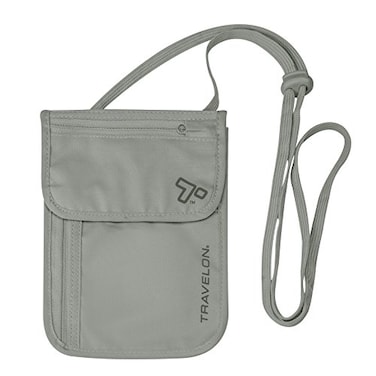Travelon Rfid Blocking Undergarment Neck Pouch Travel Wallet Gray One Size
