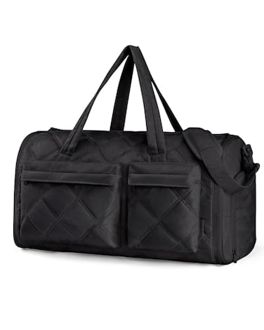 BAGSMART Garment Duffel Bag Convertible 2in1 Puffy WaterResistant CarryOn with Shoe Compartment ABlack