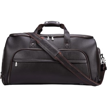 STAR VISTA Voyager03 Luxury Convertible Garment Duffel Bag Full Grain Pebbled Leather Premium Canvas Lining 22x12x12 Inch CarryOn with Backpack Mode Shoe Compartment