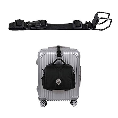 Vigorport J Hook Luggage Strap Add a Bag Hook Hanger Strap Adjustable attaches Briefcase Together BlackNormal Size