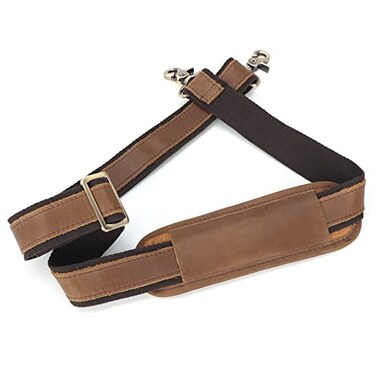 POLARE ORIGINAL Polare Full Grain Leather Adjustable Replacement Shoulder Strap with Metal Hook for Briefcase Messenger Shoulder Duffel Bag Light Brown