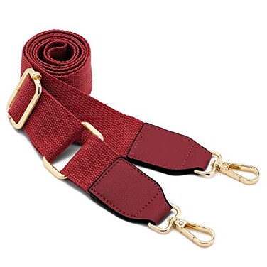 DEVPSISR Wide Shoulder Purse Strap Replacement Adjustable Belt Canvas Bag Crossbody Handbag Leather BuckleWine red
