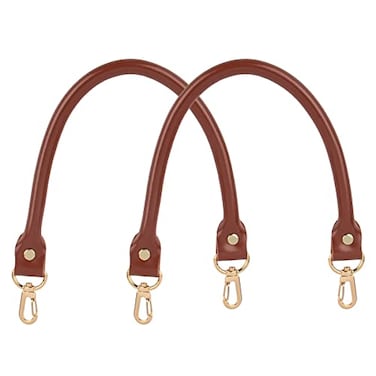 AUEAR 157 Inches Replacement Handles Purses Straps Brown Handbag Strap Replacement for Small Handmade Straw Bag Style A 2 Pack with Gold Metal Lobster Buckles