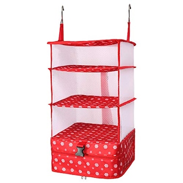 TABITORA Travel Luggage Organizer and Packing Cube Space Saver With Built In Hanging Shelves and Laundry Storage Compartment Snow L