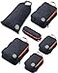 TRIPPED Travel Gear Compression Packing Cubes for Travel 6Piece Lightweight Packing Cubes Set for CarryOn Luggage Backpacks Grey and Orange