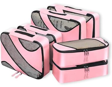 BAGAIL 6 Set Packing CubesTravel Luggage Packing Organizers6Set Pink