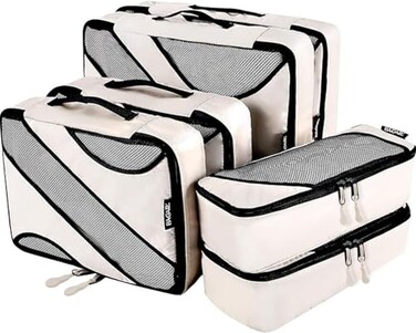 BAGAIL 6 Set Packing CubesTravel Luggage Packing Organizers6Set Beige