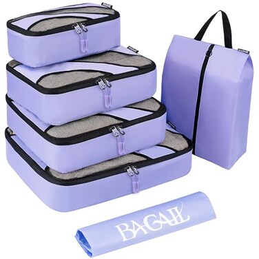 BAGAIL 6 Set Packing CubesTravel Luggage Packing Organizers5setLaundry bag Lavender