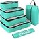 BAGAIL 6 Set Packing CubesTravel Luggage Packing Organizers5setLaundry bag Turquoise